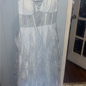 Elegant Light Blue Lace Dress